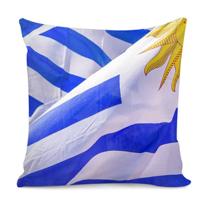 Uruguay Flags Close Up Photo Pillow Cover