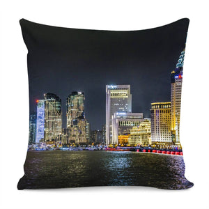 Pudong District Night Scene, Shanghai, China Pillow Cover