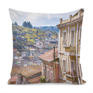 Quito Historic Center-Aerial View, Ecuador Pillow Cover