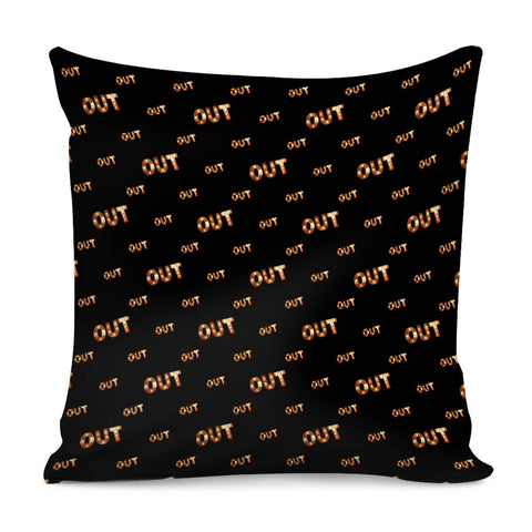 Image of Out Word Motif Print Pattern Pillow Cover