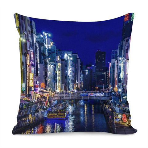 Image of Dotonbori Night Scene, Osaka, Japan Pillow Cover