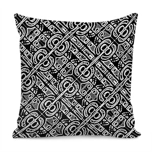 Linear Black And White Ethnic Print Pillow Cover