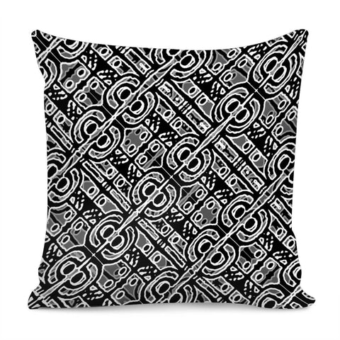 Image of Linear Black And White Ethnic Print Pillow Cover