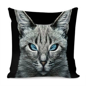 Evil Cat Portrait Digital Art Pillow Cover