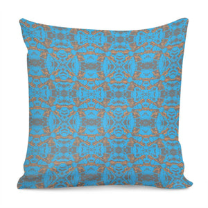 Blue, Orange And Grey Marble Pattern Pillow Cover