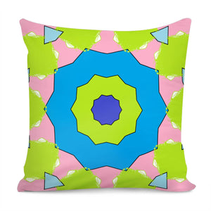 Pink, Green And Blue Abstract Pillow Cover