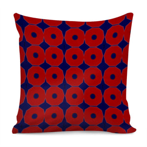 Red Circles On Blue Pillow Cover