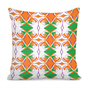 Green, White And Orange Abstract Pillow Cover