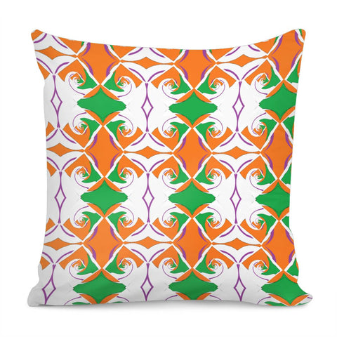 Image of Green, White And Orange Abstract Pillow Cover