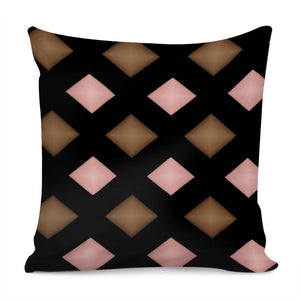 Pink And Brown Diamond Blocks Pillow Cover