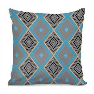 Gray, Black And Orange Diamond Pattern Pillow Cover