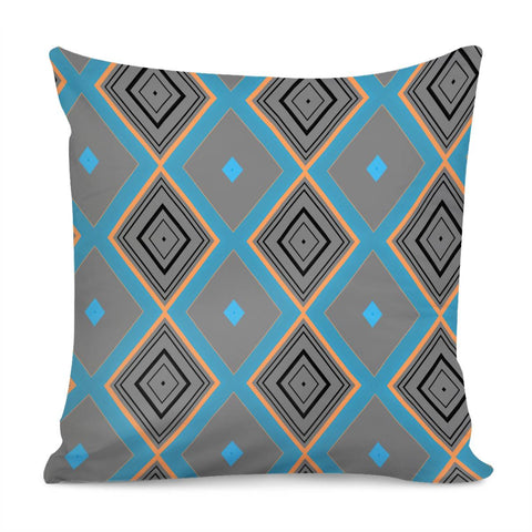 Image of Gray, Black And Orange Diamond Pattern Pillow Cover