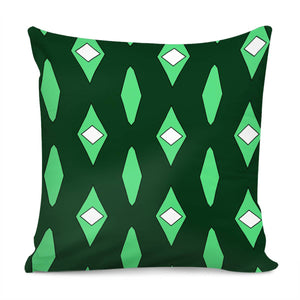 White And Green Diamond Blocks Pillow Cover