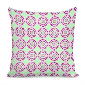 Green And Pink Circles Pattern Pillow Cover