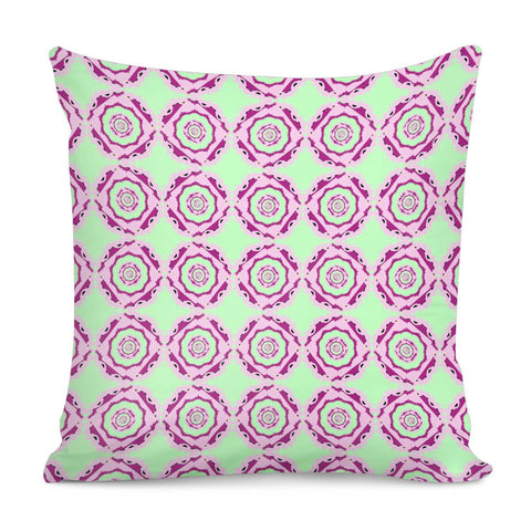 Image of Green And Pink Circles Pattern Pillow Cover