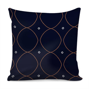 Brown Lines On Navy Blue Pillow Cover