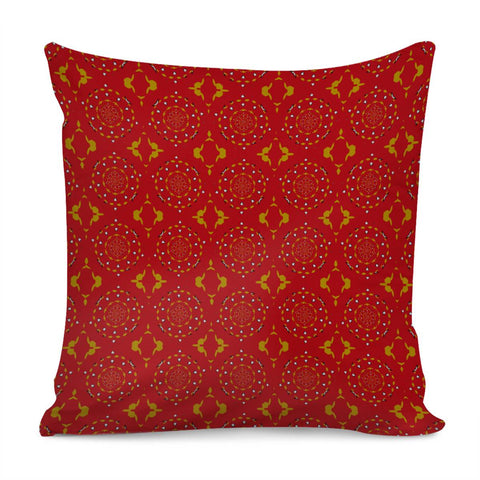 Image of Red And Yellow Pattern Pillow Cover