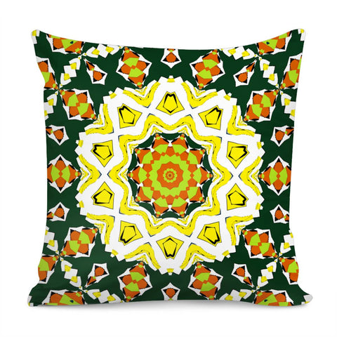 Image of Colorful Yellow Circular Design Pillow Cover