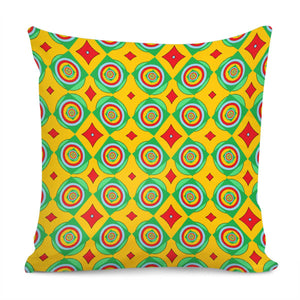 Multicolor Rounds And Diamond Shapes On Pillow Cover