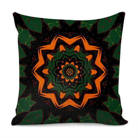 Image of Dark Brown, Green And Orange Pattern Pillow Cover