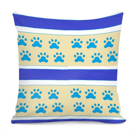 Image of Blue Dog Paw Stripes Pillow Cover