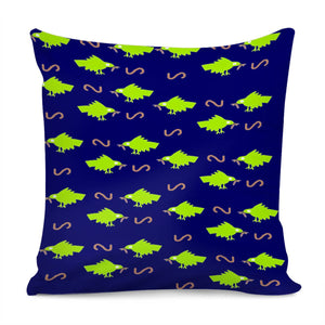 Green Birds And Worms Pillow Cover