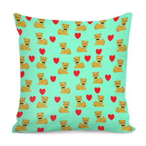 Cats And Hearts Pillow Cover