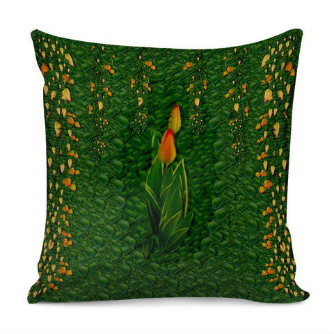 Image of Sakura Tulips Giving Fruit In The Festive Temple Forest Pillow Cover