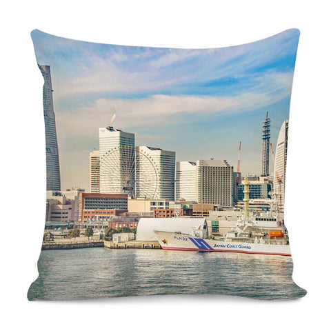 Image of Yokohama Coast Cityscape, Japan Pillow Cover