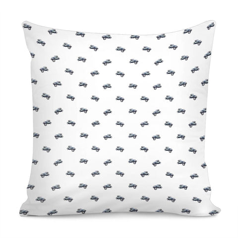 Image of Vintage Car Motif Print Pattern Pillow Cover