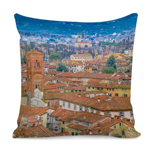 Aerial View Historic Center Of Lucca, Italy Pillow Cover