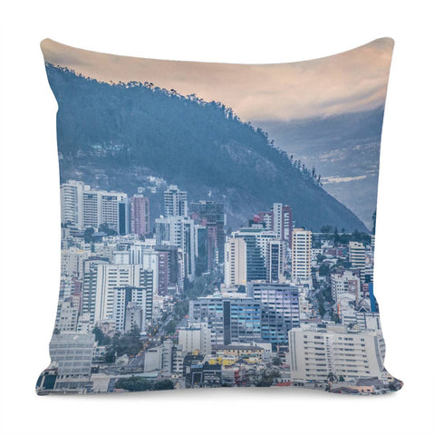 Image of Cityscape Aerial View Quito, Ecuador Pillow Cover