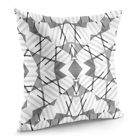 Image of Grey And White Abstract Geometric Print Pillow Cover