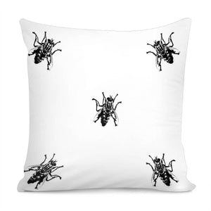 Housefly Drawing Motif Print Pattern Pillow Cover