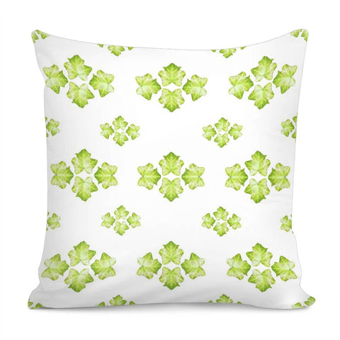 Image of Bright Leaves Motif Print Pattern Design Pillow Cover