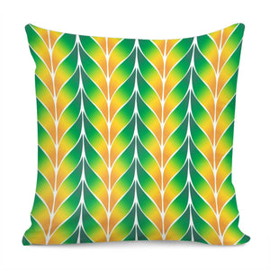 Green Orange Leaf Tile Pattern Pillow Cover