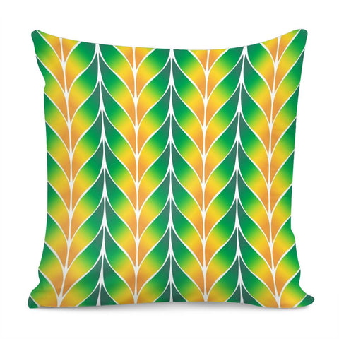 Image of Green Orange Leaf Tile Pattern Pillow Cover