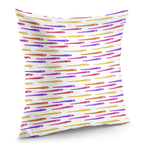 Image of Cartoon Style Snakes Drawing Motif Pattern Pillow Cover