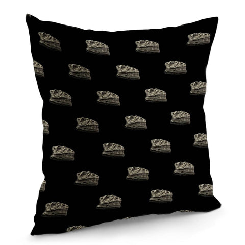 Image of Dinosaur Skeleton Head Motif Pattern Pillow Cover