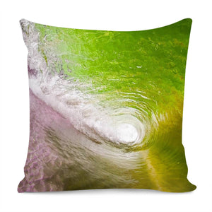 Pink And Green Water Waves Pillow Cover