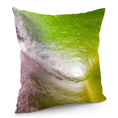 Image of Pink And Green Water Waves Pillow Cover