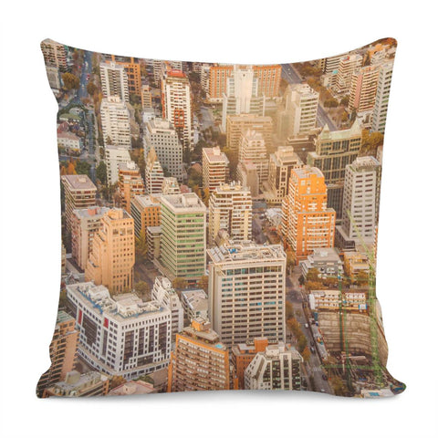 Image of Santiago De Chile Cityscape Aerial View Pillow Cover