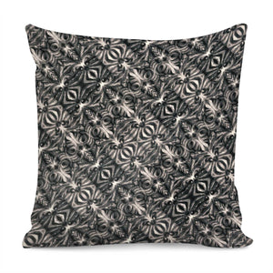 Modern Tribal Silver Ornate Pattern Print Pillow Cover