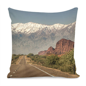 Empty Highway Landscape, La Rioja, Argentina Pillow Cover