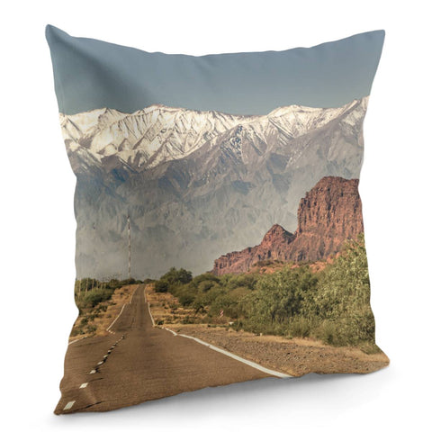 Image of Empty Highway Landscape, La Rioja, Argentina Pillow Cover