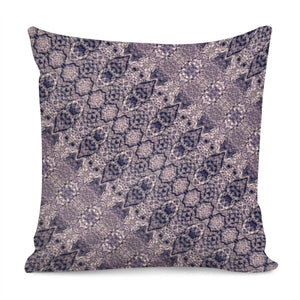 Violet Textured Mosaic Ornate Print Pillow Cover