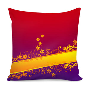 Decorative Curlicue Flower Ornament Border Red Orange Purple Pillow Cover