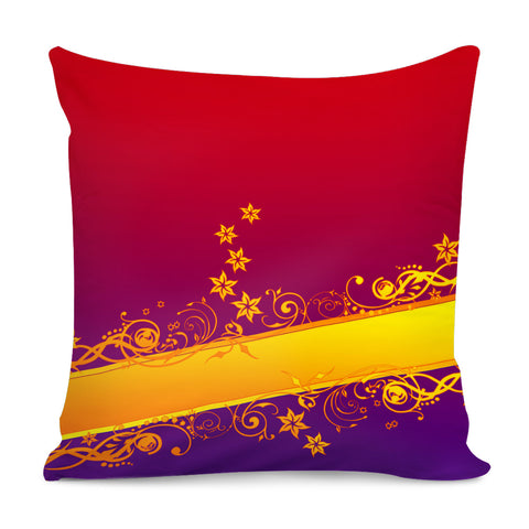 Image of Decorative Curlicue Flower Ornament Border Red Orange Purple Pillow Cover