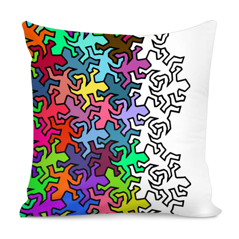 Image of Gecko Reptiles Mosaic Half Multicolored 1 Pillow Cover