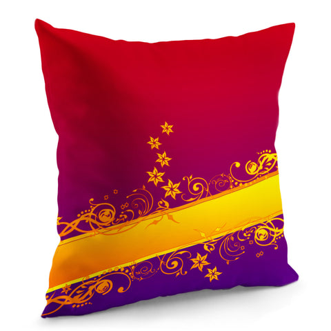 Image of Decorative Curlicue Flower Ornament Border Red Orange Purple Pillow Cover